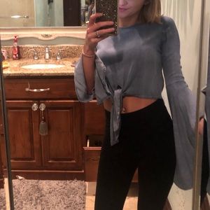 Long sleeve crop top blue
